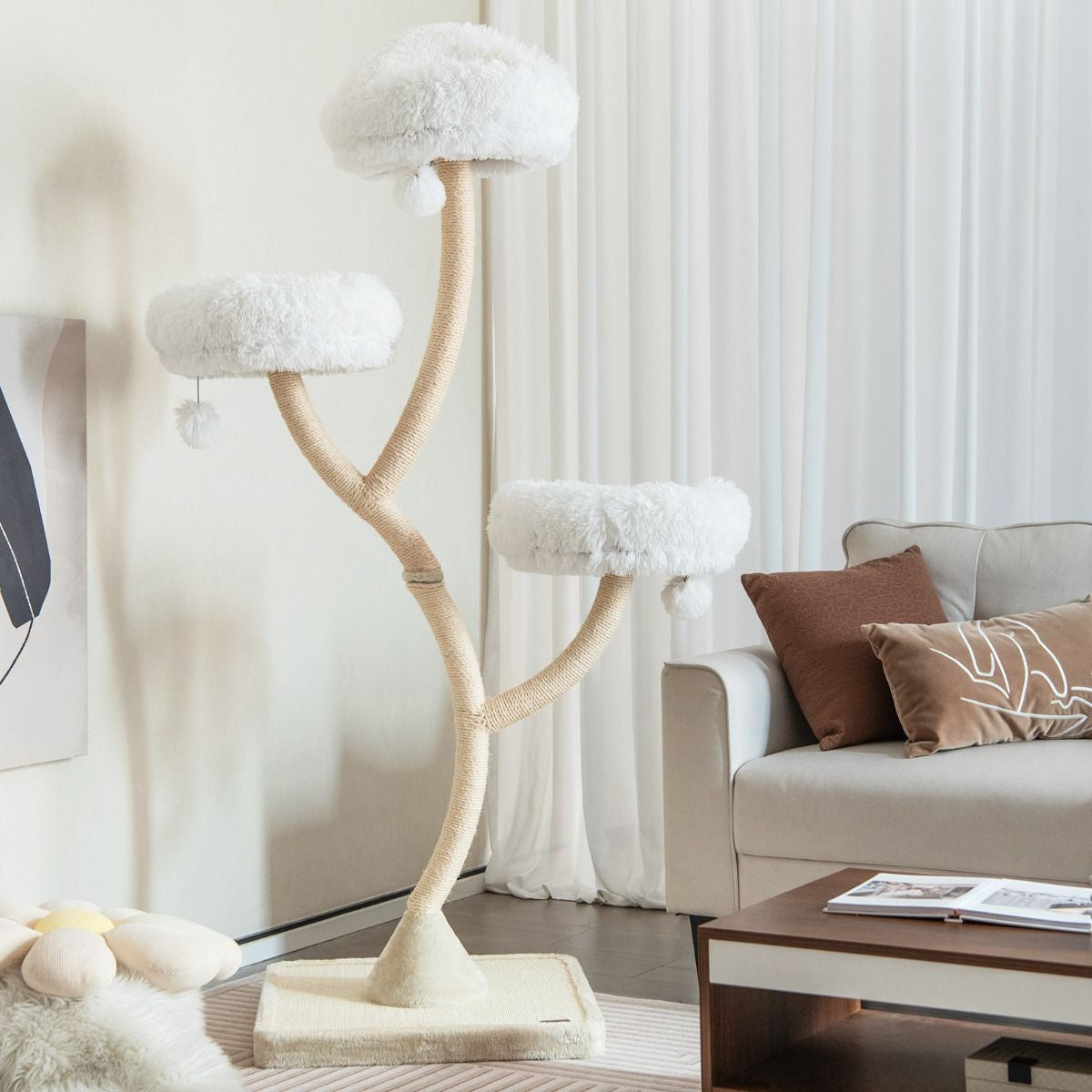 Albero per Gatti Alto 178Cm Con Telaio in Metallo Pali E Tavoletta Tiragraffi in Sisal, Torre per Gatti 2 Colori