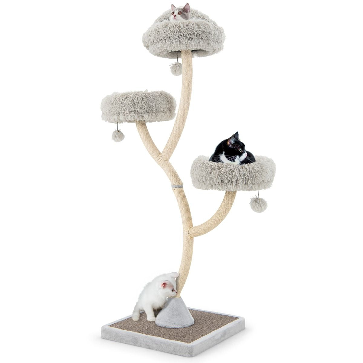 Albero per Gatti Alto 178Cm Con Telaio in Metallo Pali E Tavoletta Tiragraffi in Sisal, Torre per Gatti 2 Colori