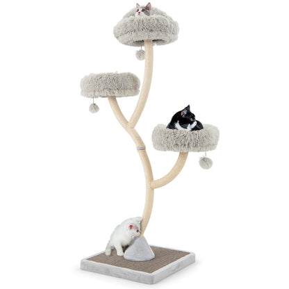 Albero per Gatti Alto 178Cm Con Telaio in Metallo Pali E Tavoletta Tiragraffi in Sisal, Torre per Gatti 2 Colori