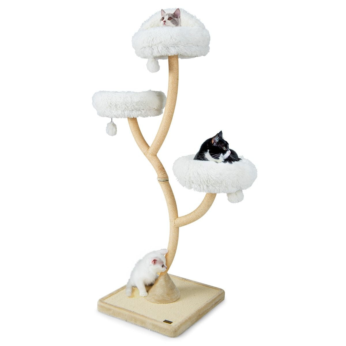 Albero per Gatti Alto 178Cm Con Telaio in Metallo Pali E Tavoletta Tiragraffi in Sisal, Torre per Gatti 2 Colori