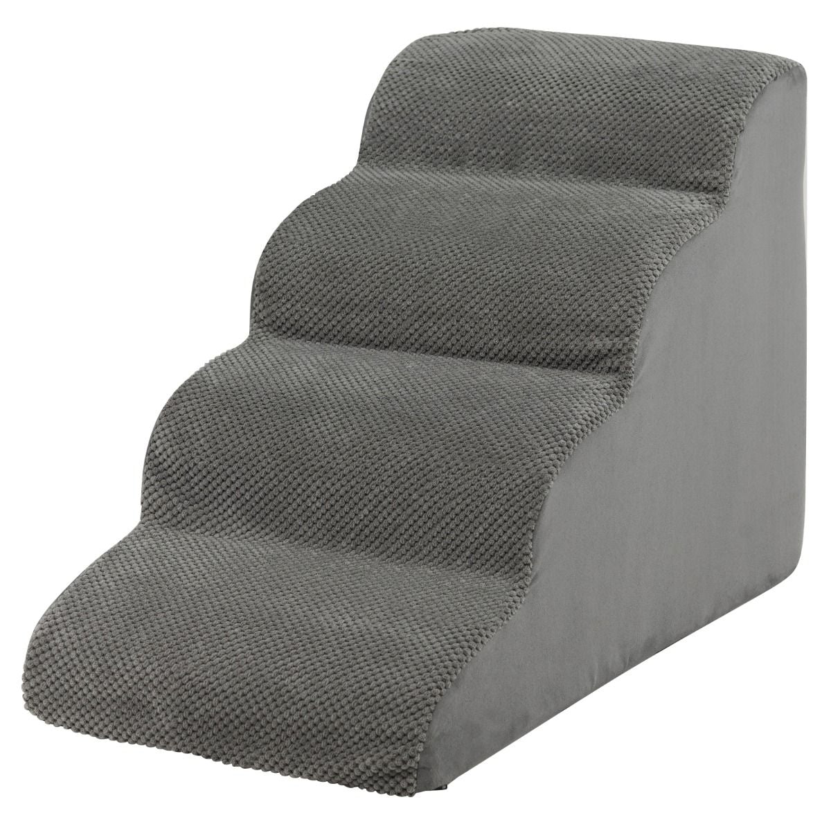 Rampa per Cani Con 4 Scalini in Schiuma Con Copertura Lavabile, Gradini Antiscivolo per Animali Domestici Grigio