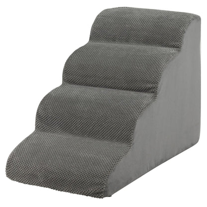 Rampa per Cani Con 4 Scalini in Schiuma Con Copertura Lavabile, Gradini Antiscivolo per Animali Domestici Grigio