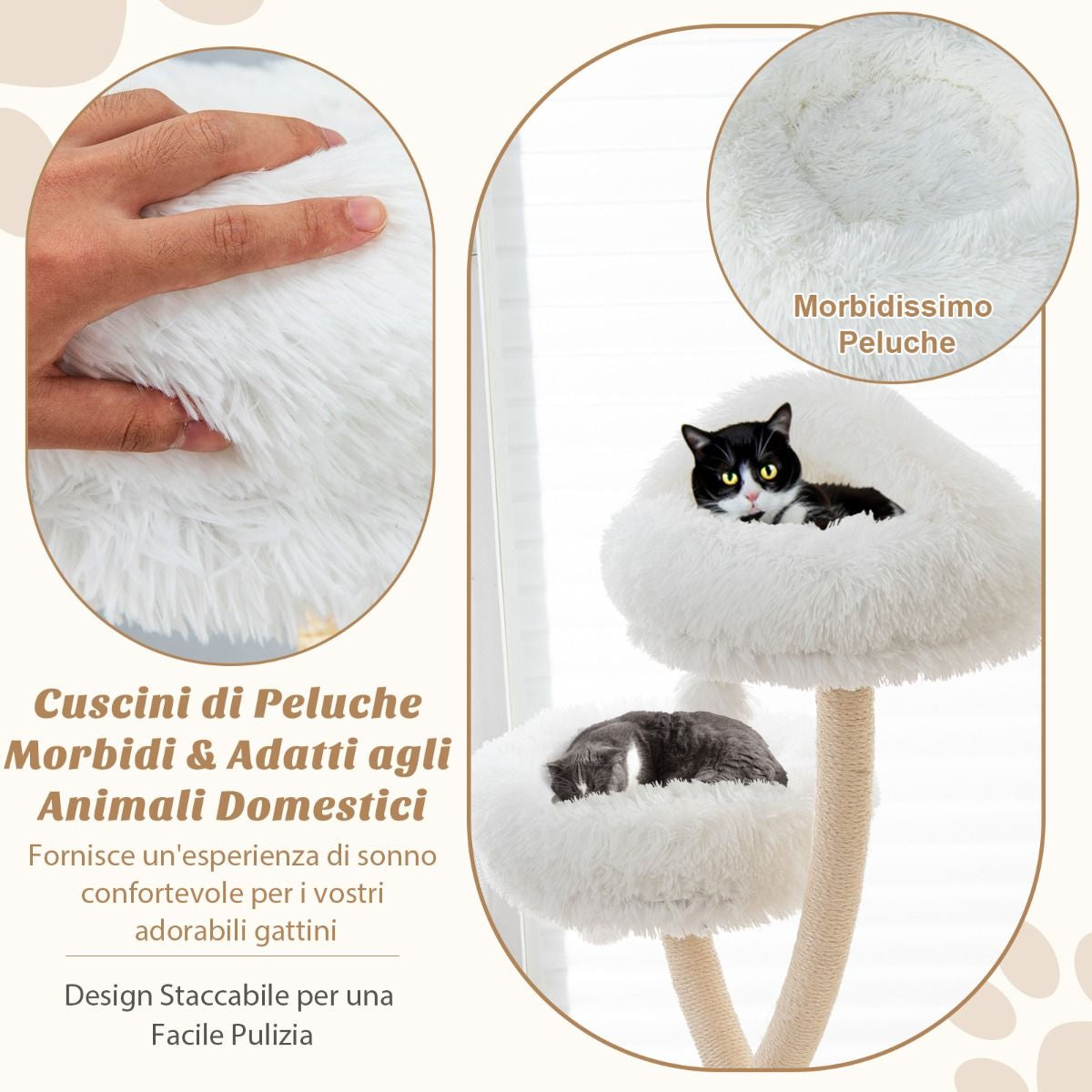 Albero per Gatti Alto 178Cm Con Telaio in Metallo Pali E Tavoletta Tiragraffi in Sisal, Torre per Gatti 2 Colori